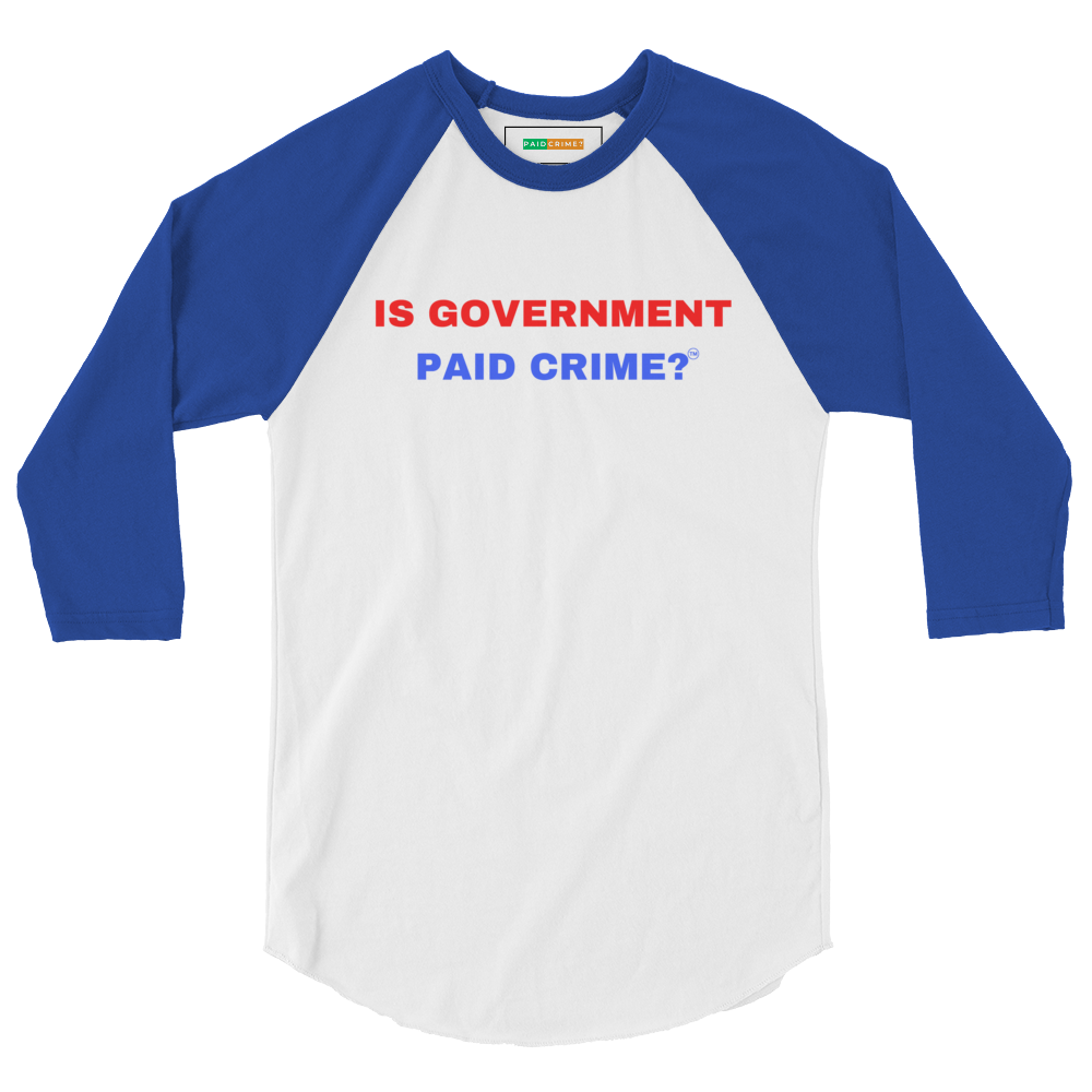 White and royal blue cotton raglan baseball tee