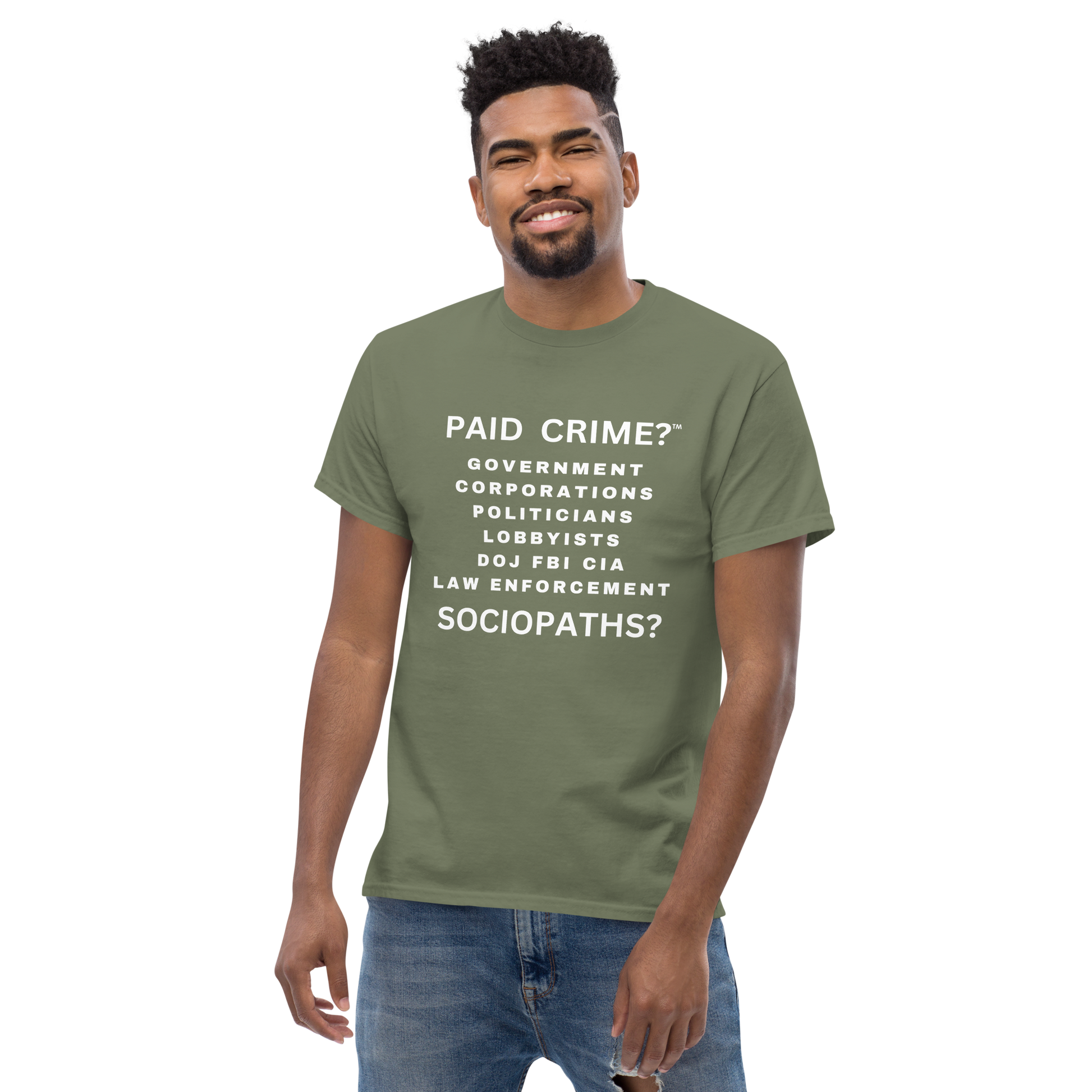 Military green cotton classic tee