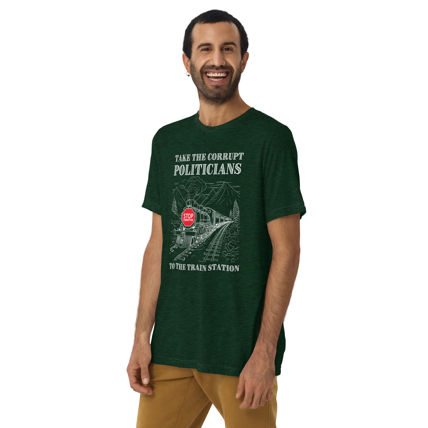 50% polyester, cotton, rayon emerald green tri-blend tee