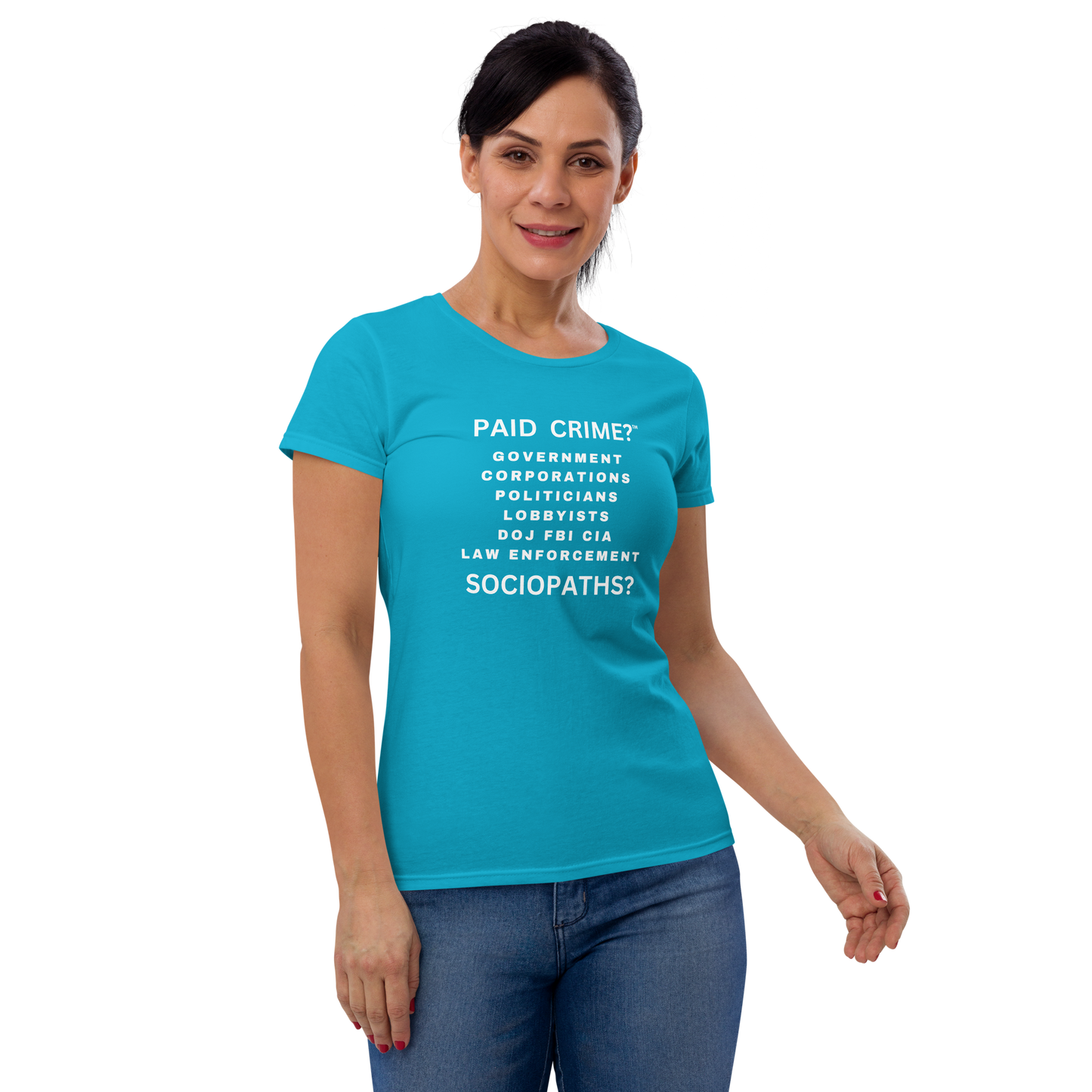 Women's fashion fit Caribbean blue tee