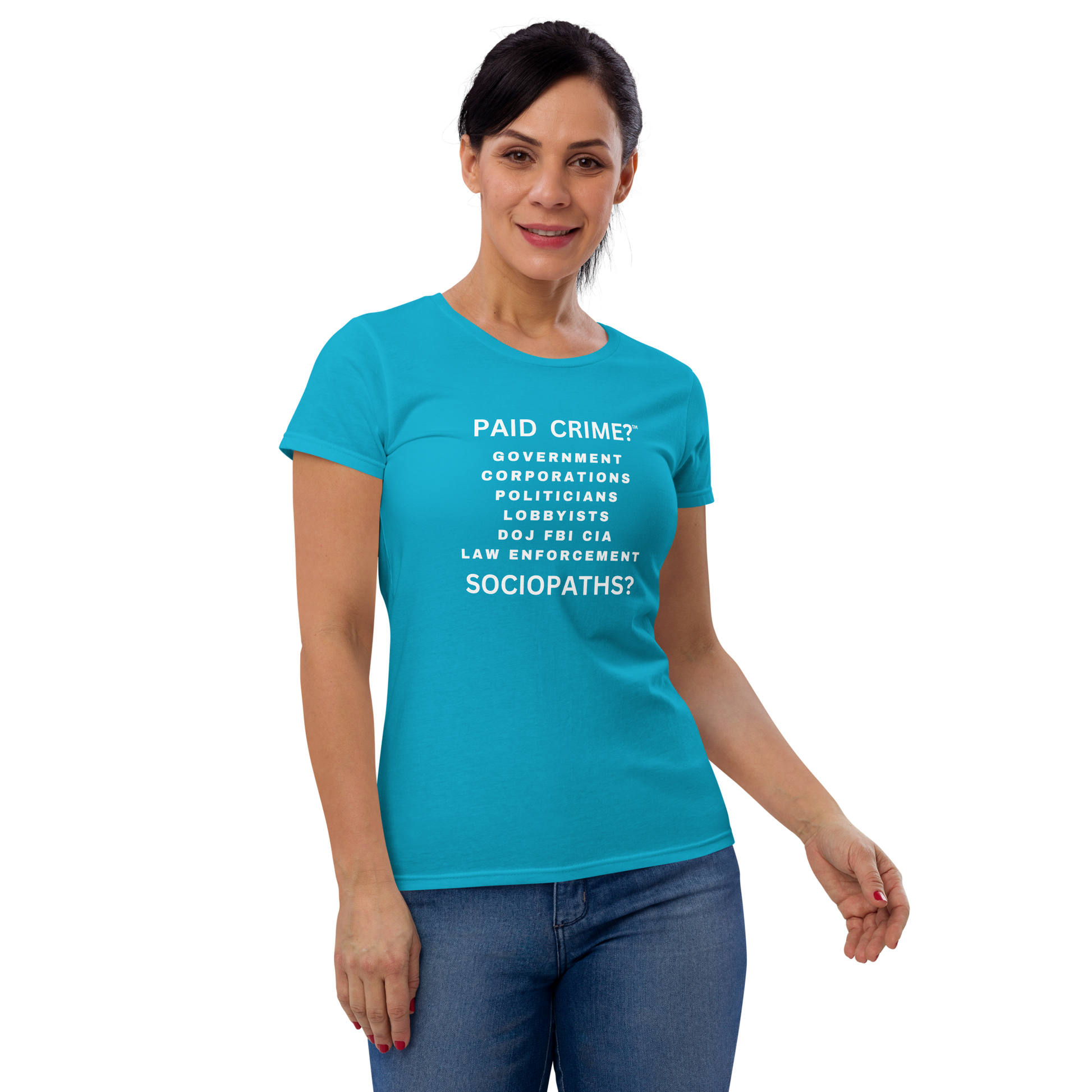 Women's fashion fit Caribbean blue tee