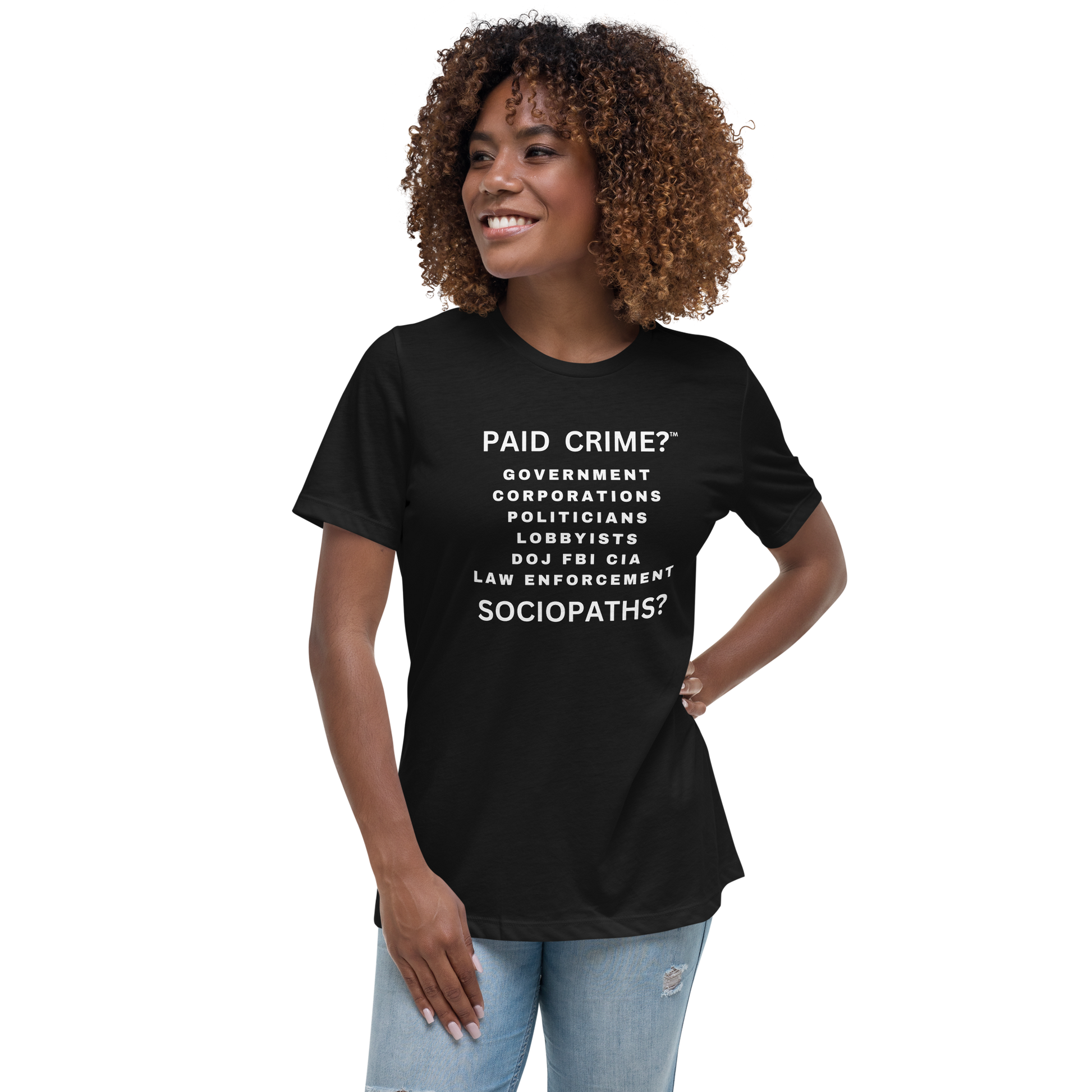 Women's relaxed fit black cotton tee