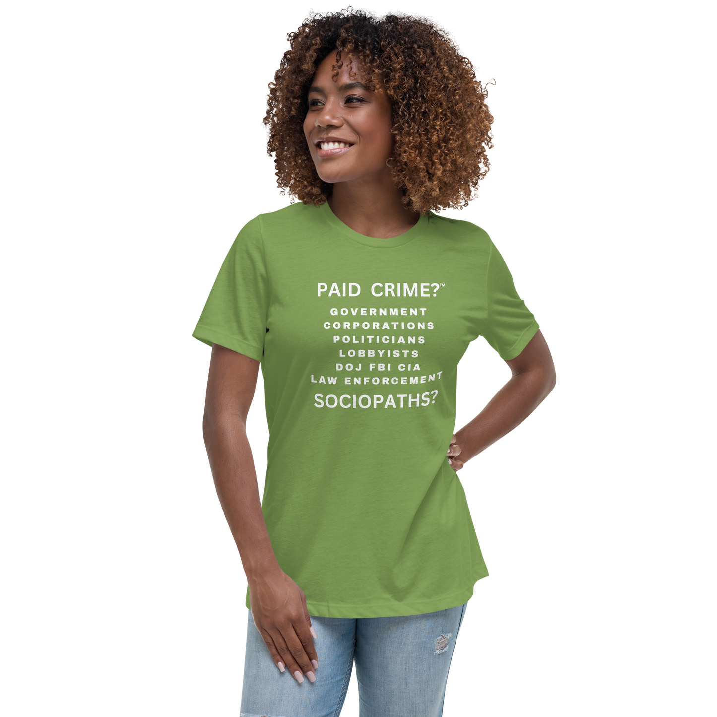 Women's relaxed fit leaf green cotton tee