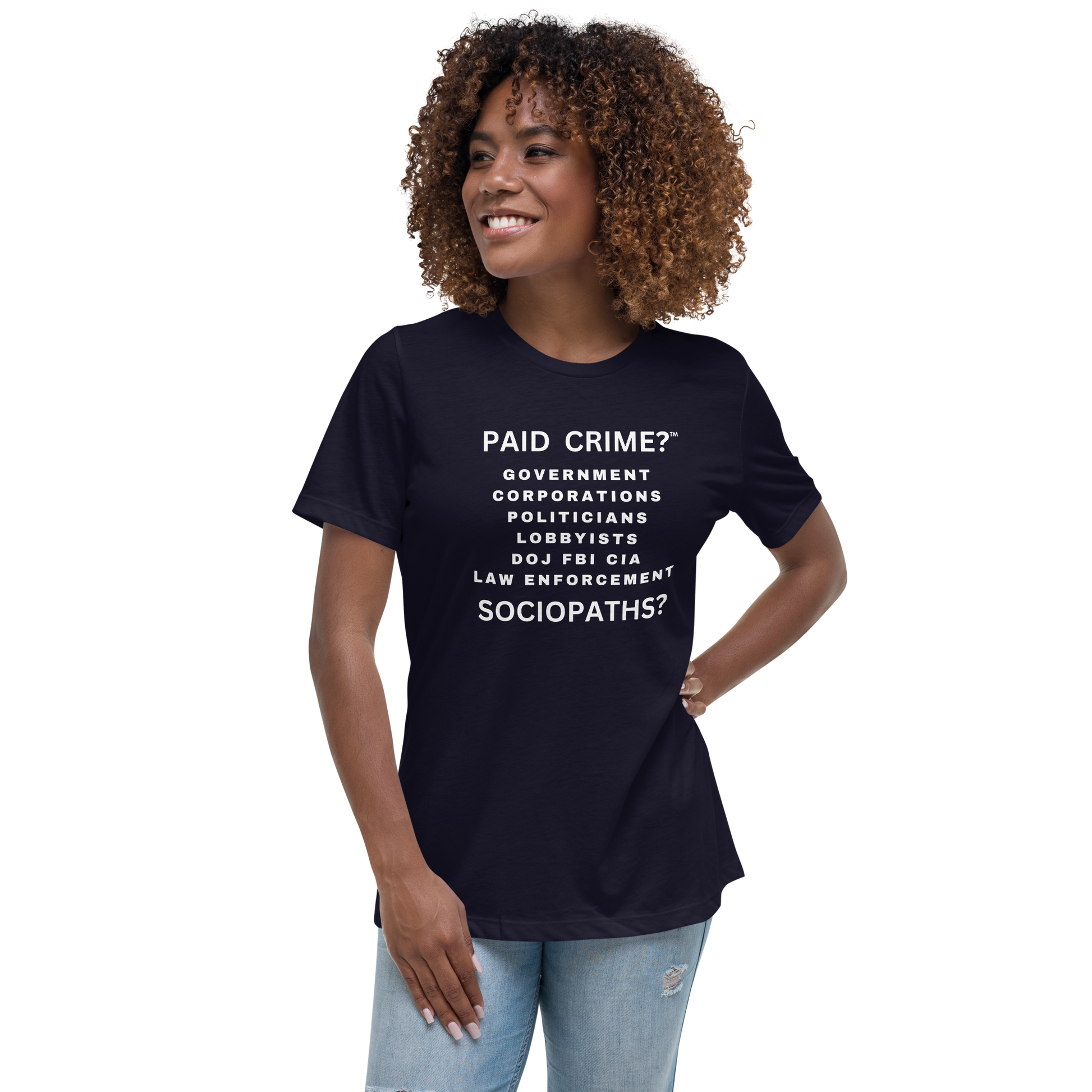 Women's relaxed fit navy blue cotton tee